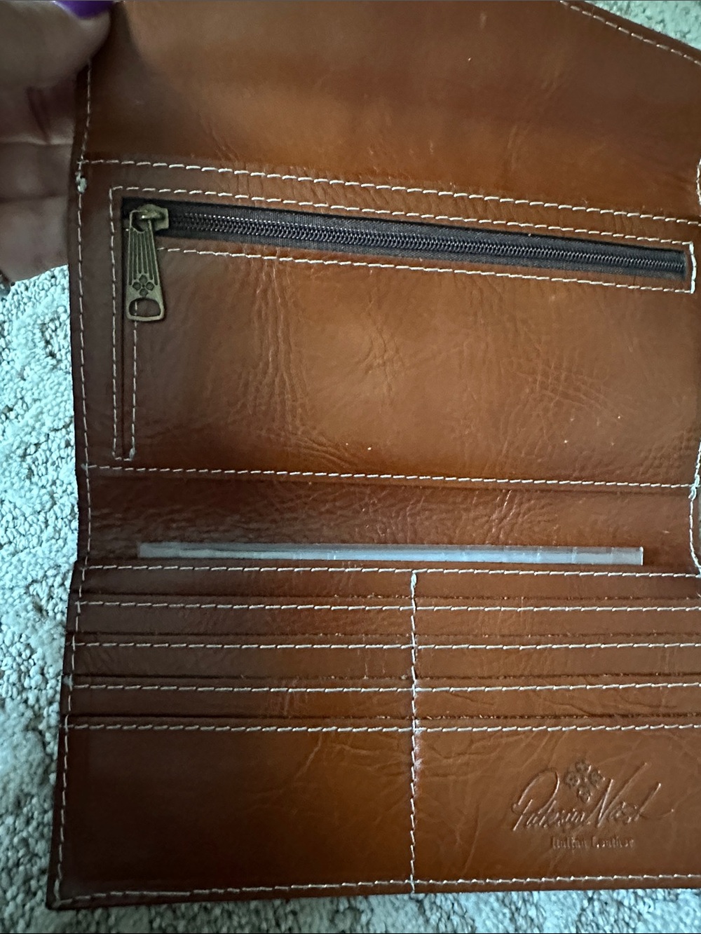 Patricia Nash Floral Leather Trifold Wallet — Green, Brown & Red Accents - Picture 2 of 3